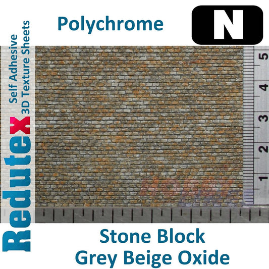 Stone Block Polychrome Oxidised N 3D Flexible Textured Sheet