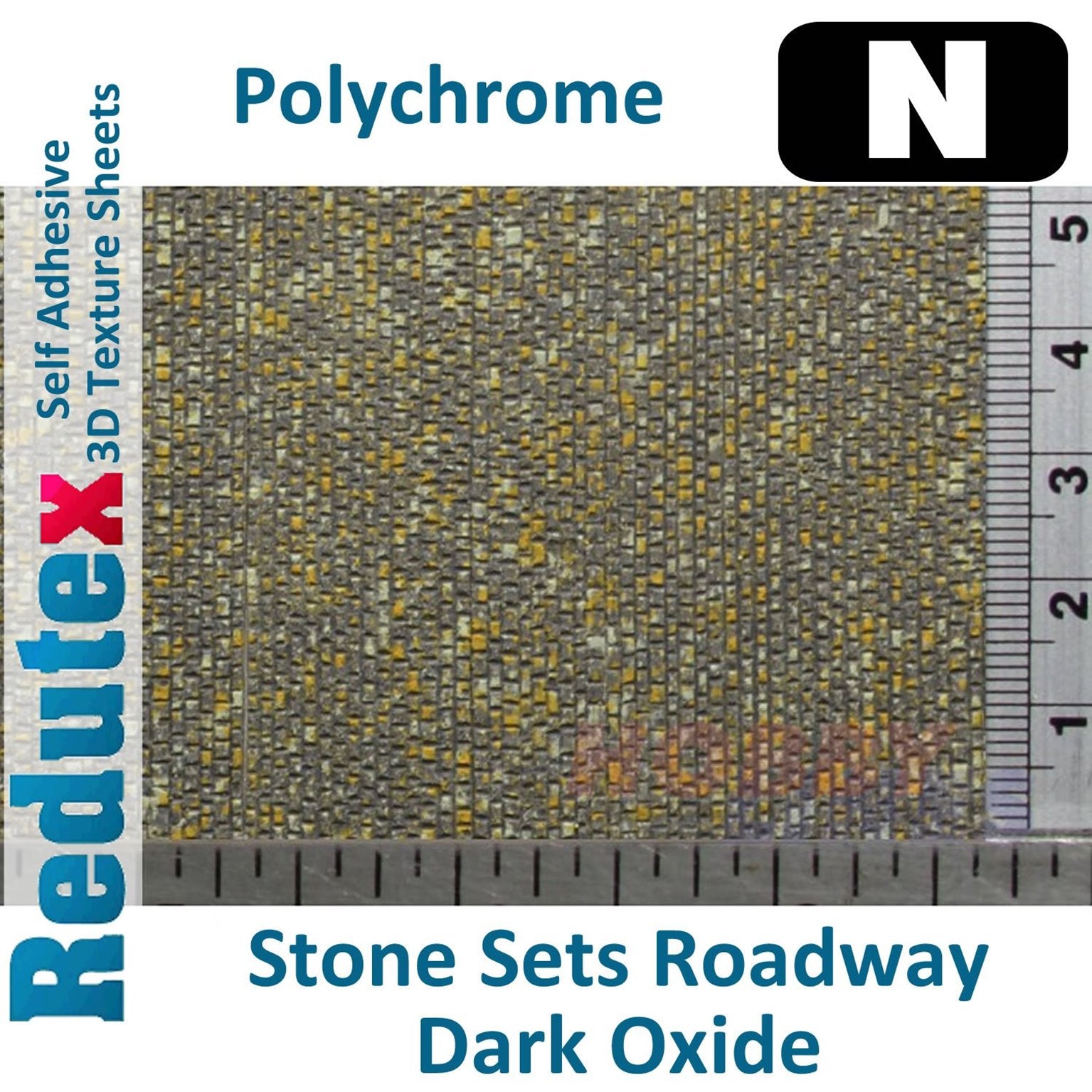 Stone Setts Roadway  DarkOxide N Self Adhesive 3D Textured Sheet