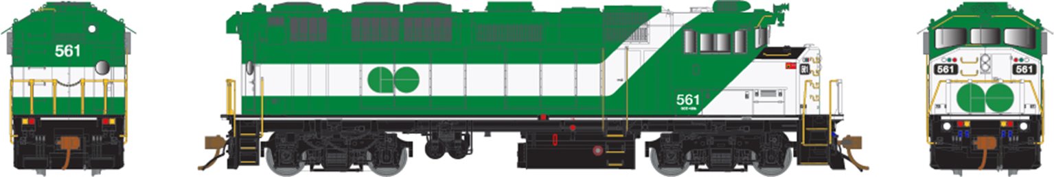 HO Scale F59PH - GO Transit (late) #557