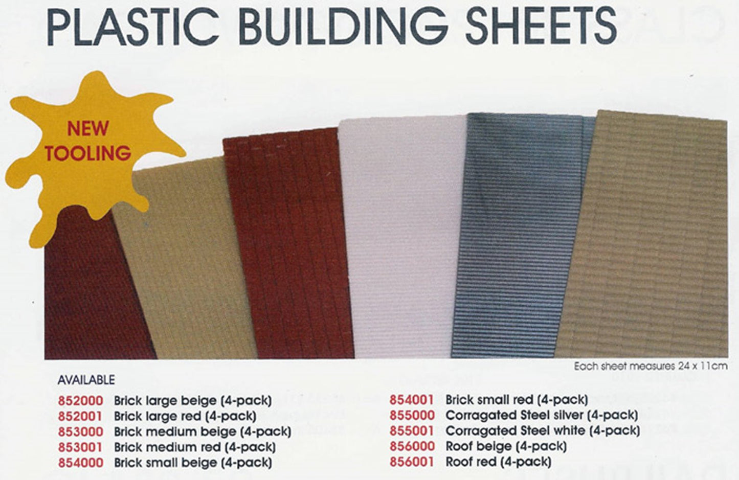 Plastic building sheets - 4 Pack (brick large beige)