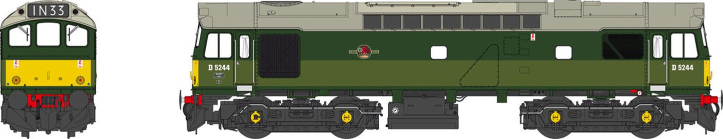 Class 25/3 - D5244 BR Two tone Green with small yellow panels (Weathered)