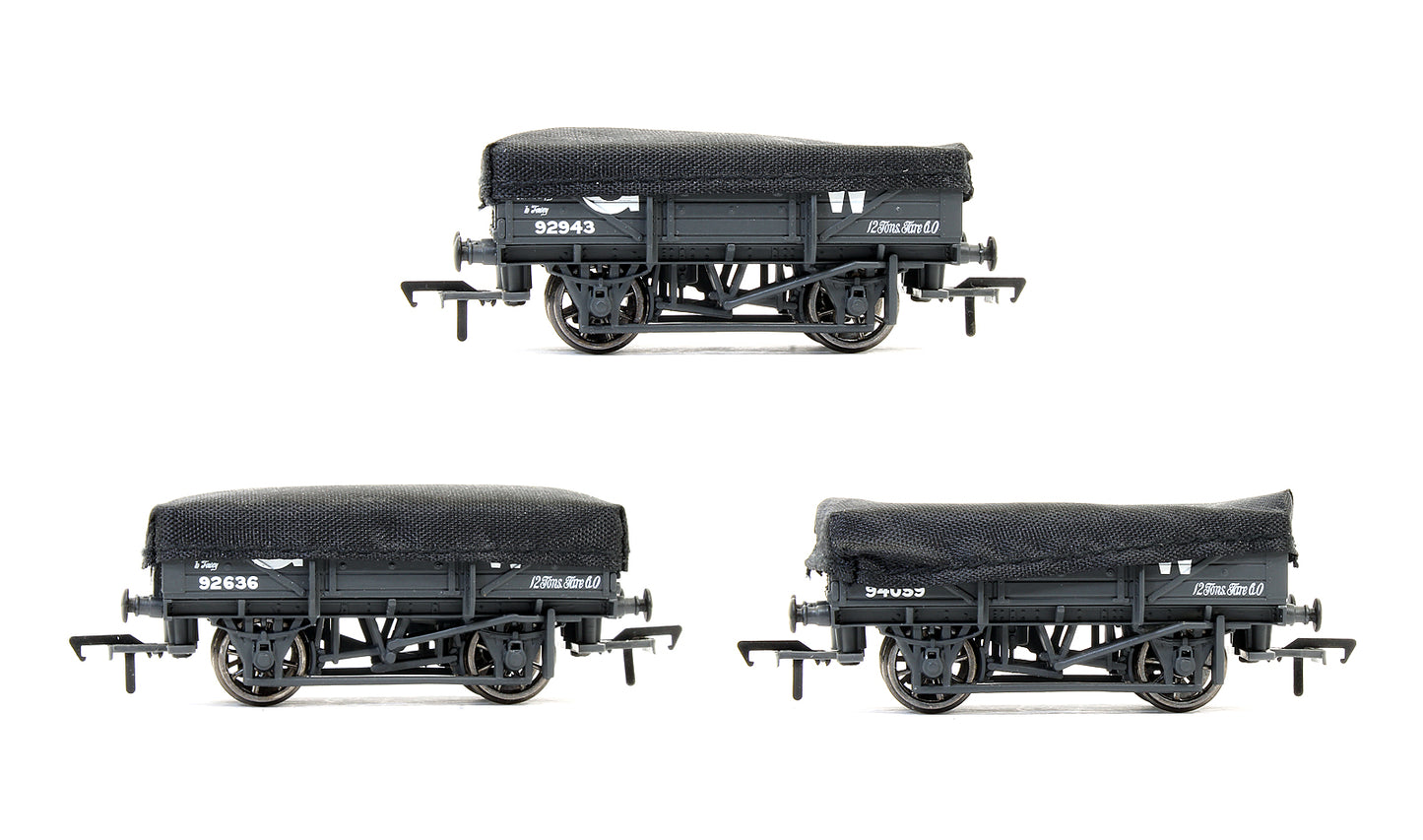 Pre-Owned Set Of 3 China Clay Wagons With Flat Hoods GWR Grey