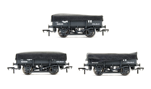 Pre-Owned Set Of 3 China Clay Wagons With Flat Hoods GWR Grey