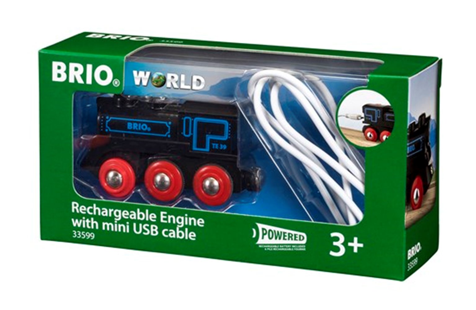 Brio 33599 BRIO WORLD Rechargeable Engine with mini USB – Rails