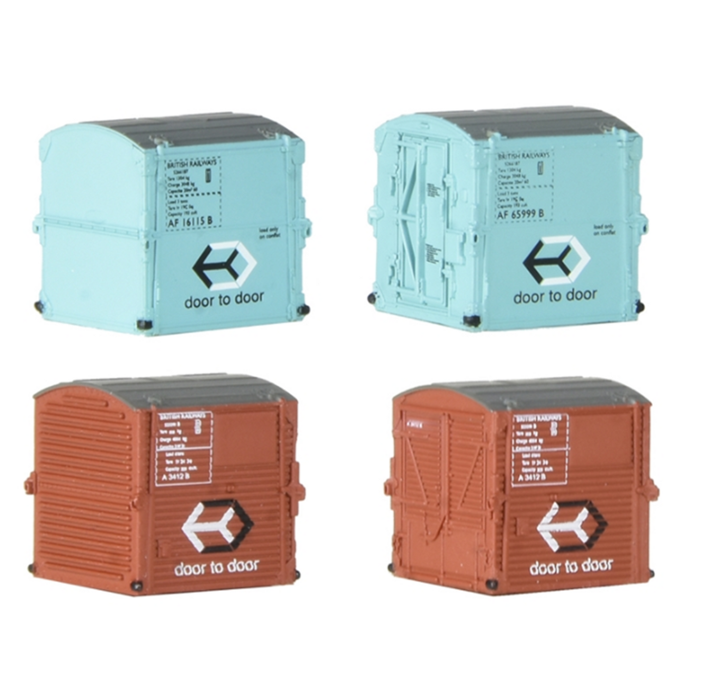 Type A Containers BR Bauxite (x2) & Type AF Containers BR Light Blue (x2)