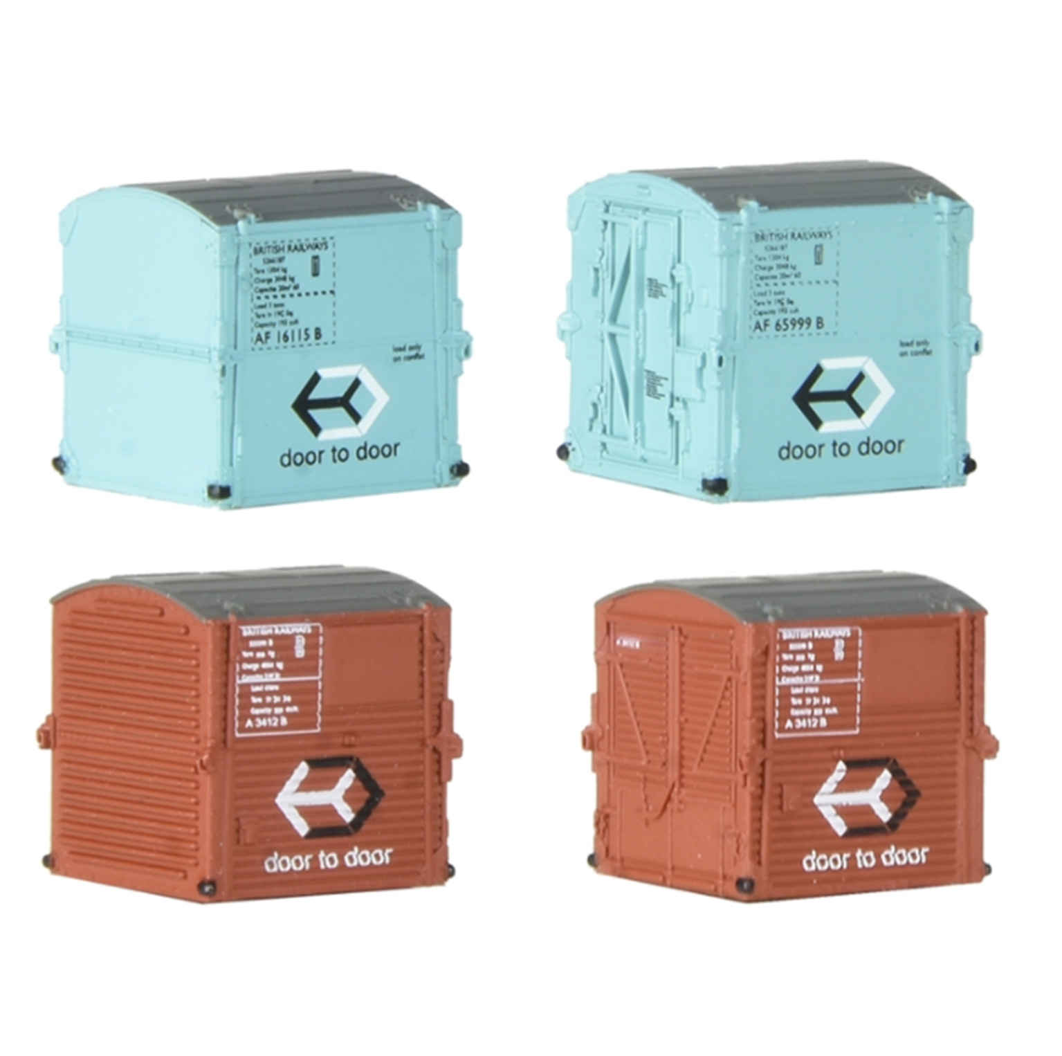 Type A Containers BR Bauxite (x2) & Type AF Containers BR Light Blue (x2)