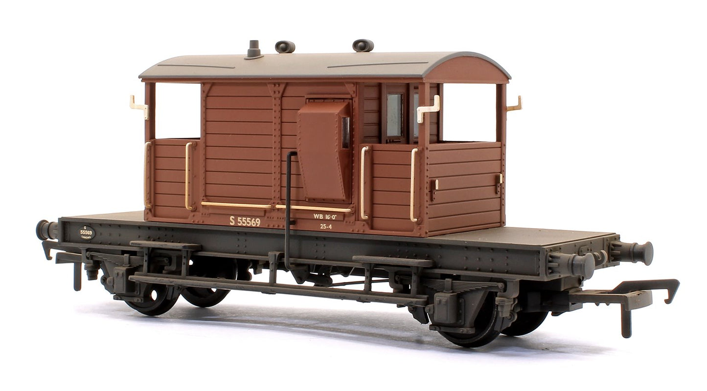 38-402B SR 25T 'Pill Box' Brake Van Right-Hand Duckets BR Bauxite (Early) 55569 - Weathered
