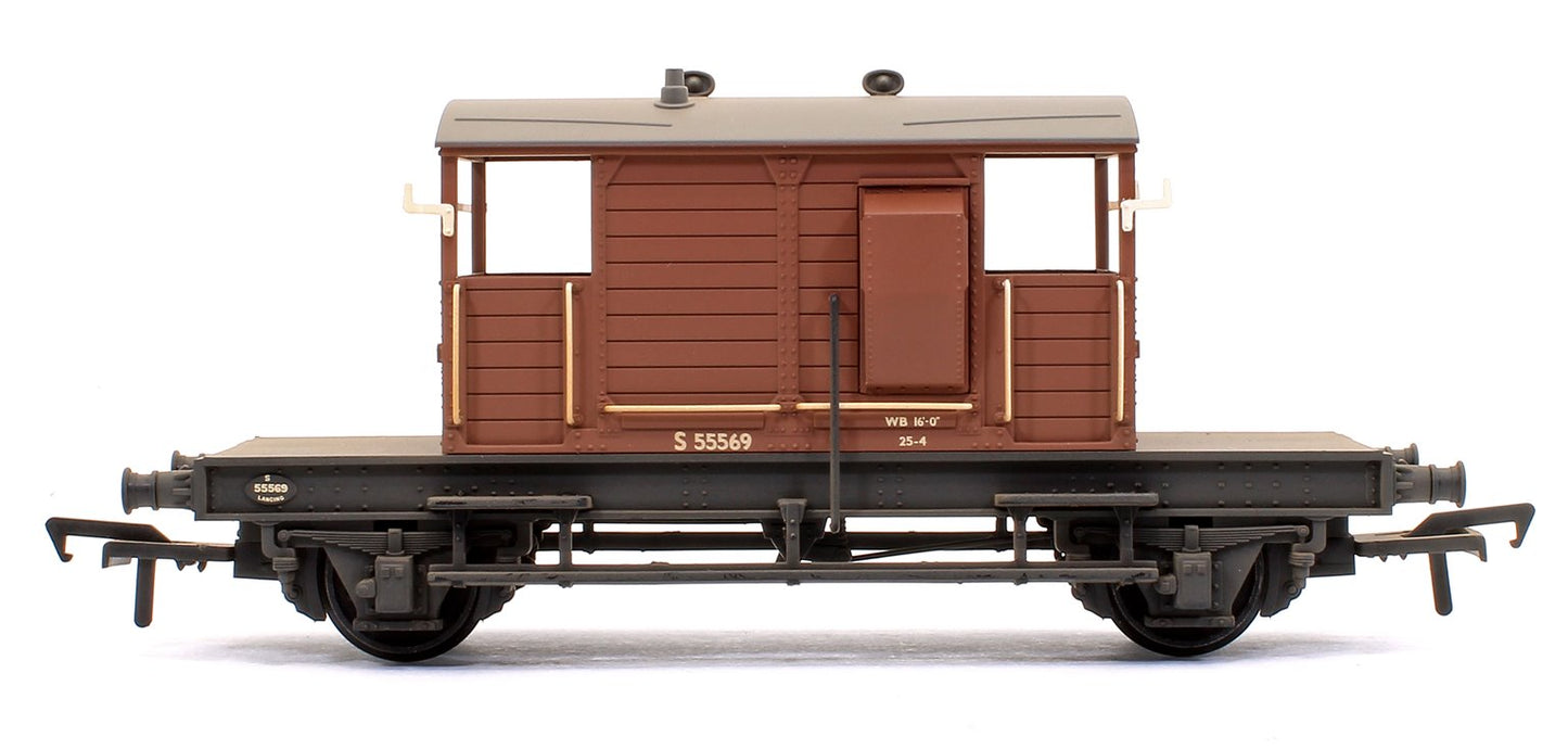 38-402B SR 25T 'Pill Box' Brake Van Right-Hand Duckets BR Bauxite (Early) 55569 - Weathered