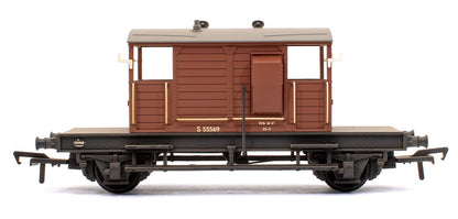 38-402B SR 25T 'Pill Box' Brake Van Right-Hand Duckets BR Bauxite (Early) 55569 - Weathered