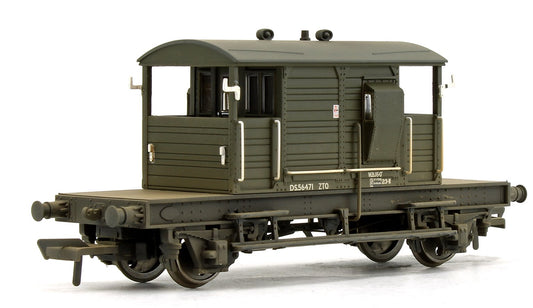 SR 25 Ton Pill Box Brake Van BR Departmental Olive Green (Weathered)