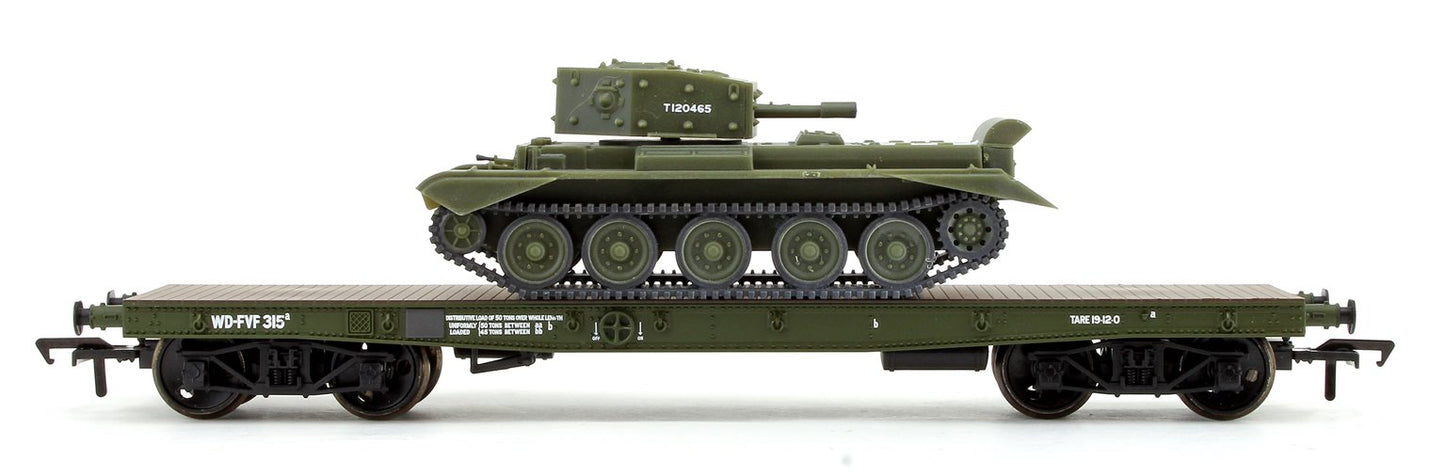 WD 50T 'Warflat' Bogie Wagon WD-FVF-315 Khaki Green With Cromwell MKIV Tank