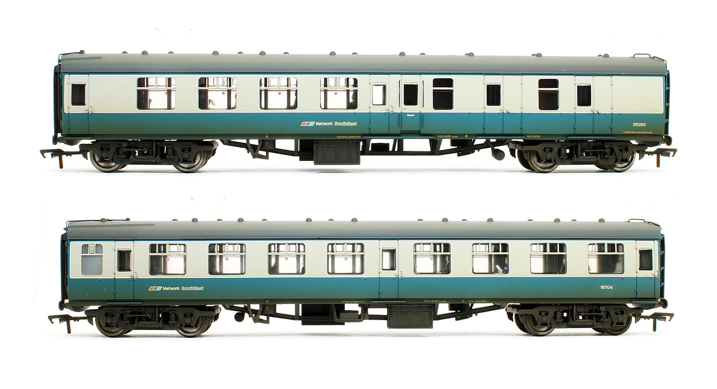 Pre-Owned 39-003 MK1 Coach Pack BR Blue & Grey NSE Branding (Weathered & Fitted With Passengers)