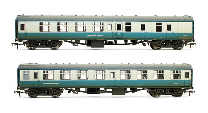 Pre-Owned 39-003 MK1 Coach Pack BR Blue & Grey NSE Branding (Weathered & Fitted With Passengers)