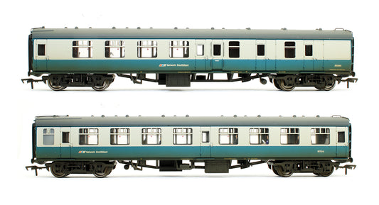 Pre-Owned 39-003 MK1 Coach Pack BR Blue & Grey NSE Branding (Weathered & Fitted With Passengers)