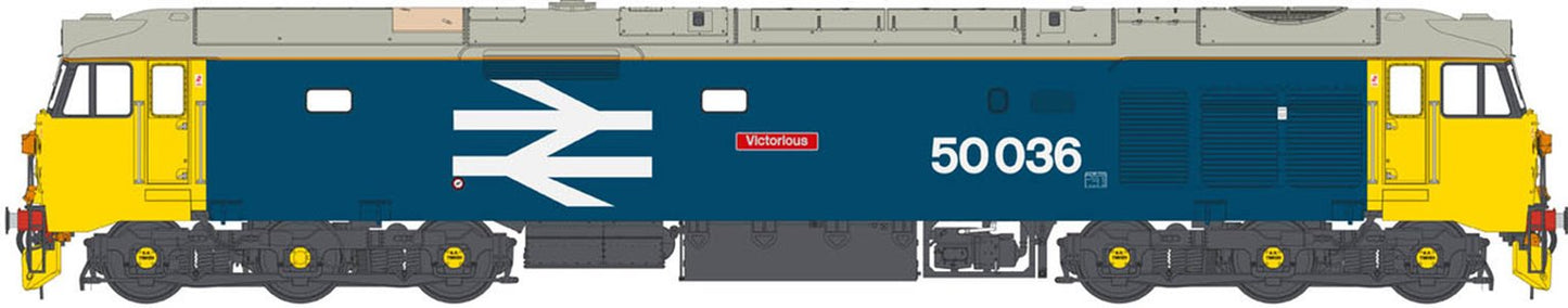 Class 50 036 'Victorious' BR Blue Large Logo Diesel Locomotive (Weathered)