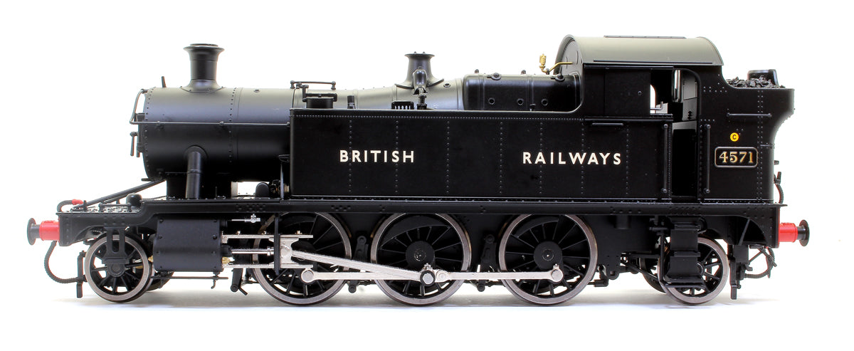 Class 45xx 'Small Prairie' 2-6-2T 4571 in BR black with BRITISH RAILWAYS lettering