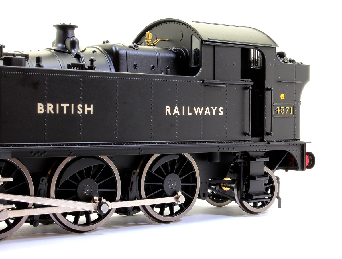 Class 45xx 'Small Prairie' 2-6-2T 4571 in BR black with BRITISH RAILWAYS lettering