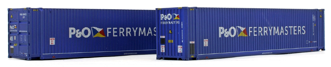 Pack of 2 45 Ft Containers Hi Cube P & O Ferry 008462 / 008032 - Weathered