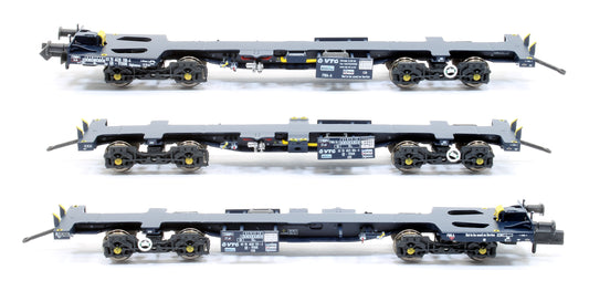 Ecofret FWA Container Flat Triple Wagon Pack - GBRf Blue (No Ecofret branding)