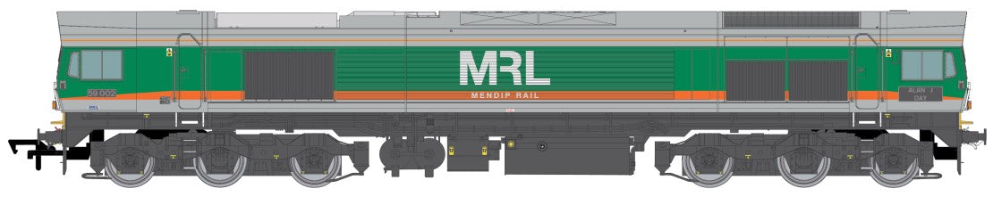 Class 59 59002 MRL Green/Orange Alan J Day Diesel Locomotive - DCC Sound Fitted