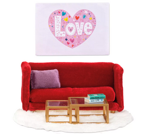 Lundby Doll's House Living Room Furniture Set (Red)