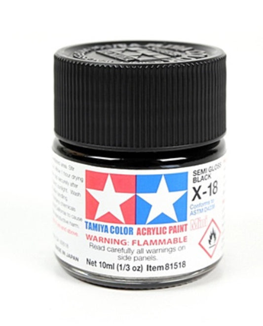 TAMIYA ACRYLIC MINI X-18 SEMI GLOSS BLACK