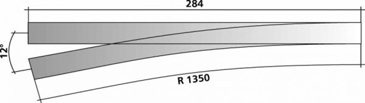 Tillig elite track : Right Large radius HO 9° - 12°