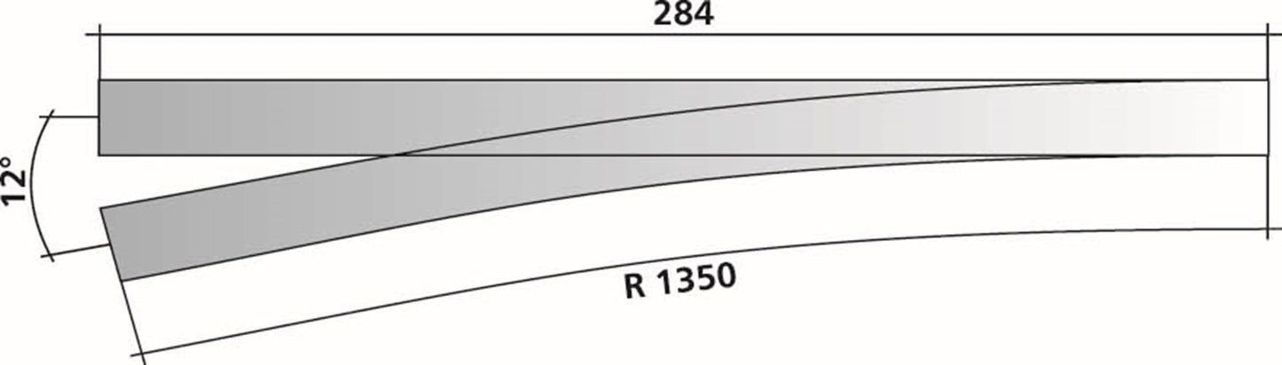 Tillig elite track : Left Medium radius HO 6° - 9°