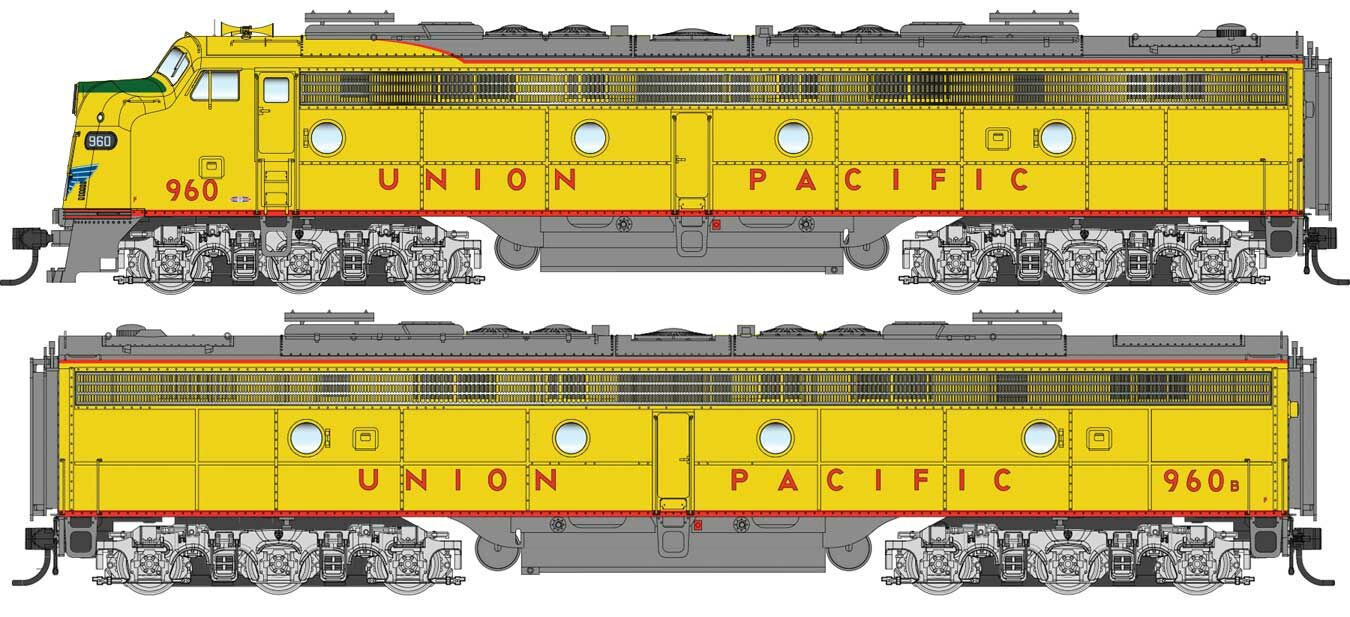 EMD E9A - E9B - LokSound 5 Sound & DCC -- Union Pacific(R) #960, 960B (yellow, gray, red)