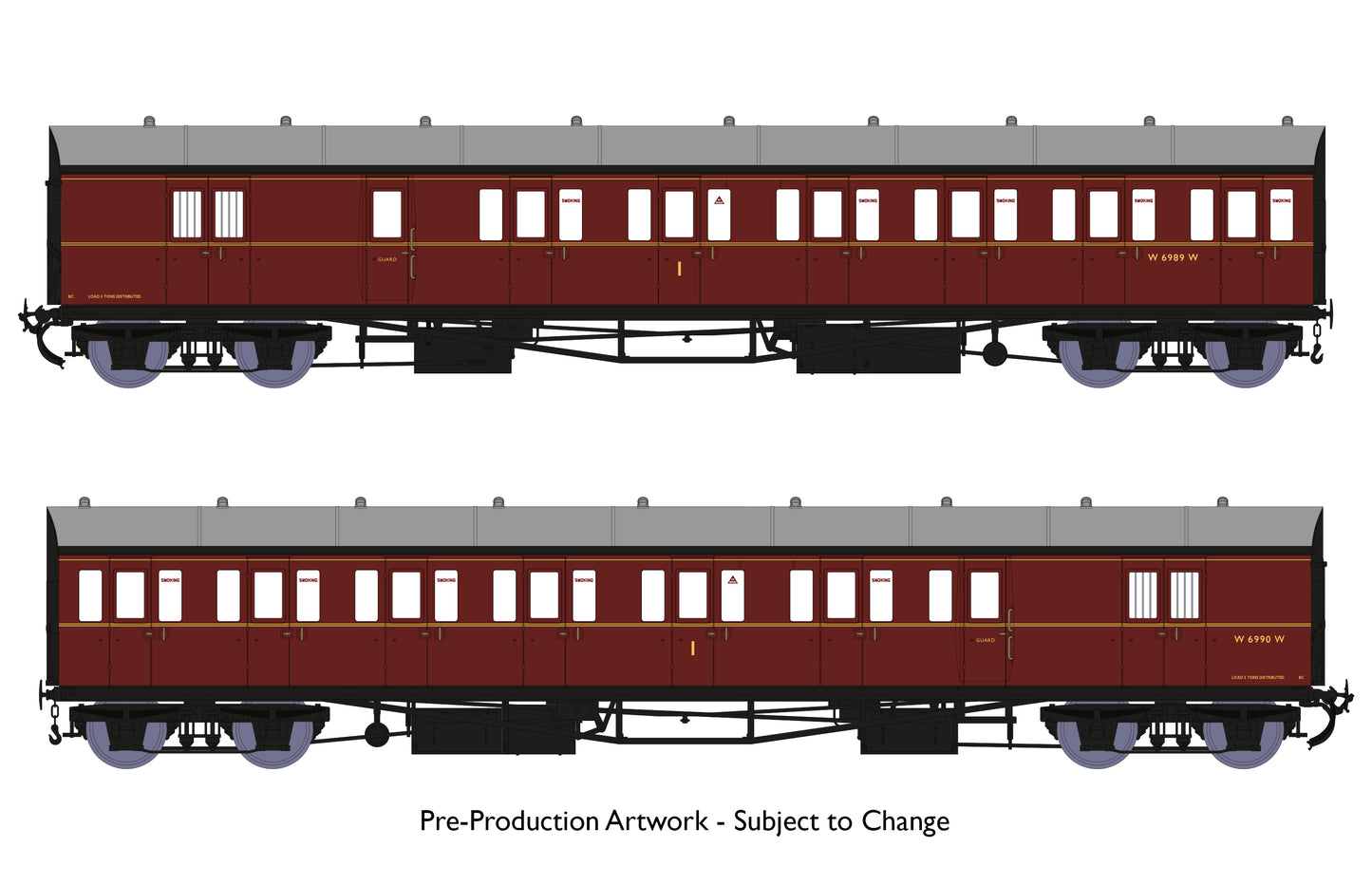 Dia E140 B Set - No.W6989W & W6990W BR Maroon (with lining)