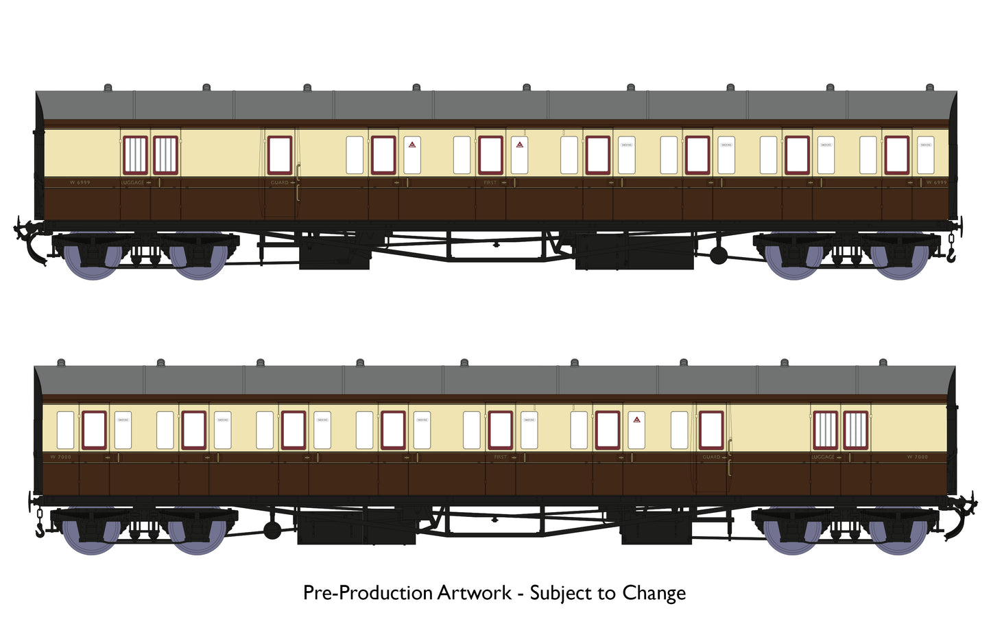 Dia E140 B Set - No.W6999 & W7000 BR(W) Chocolate and Cream Livery (Late 1940s)