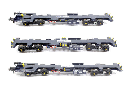 Ecofret FWA Container Flat Triple Set - GBR blue with large Ecofret branding on deck