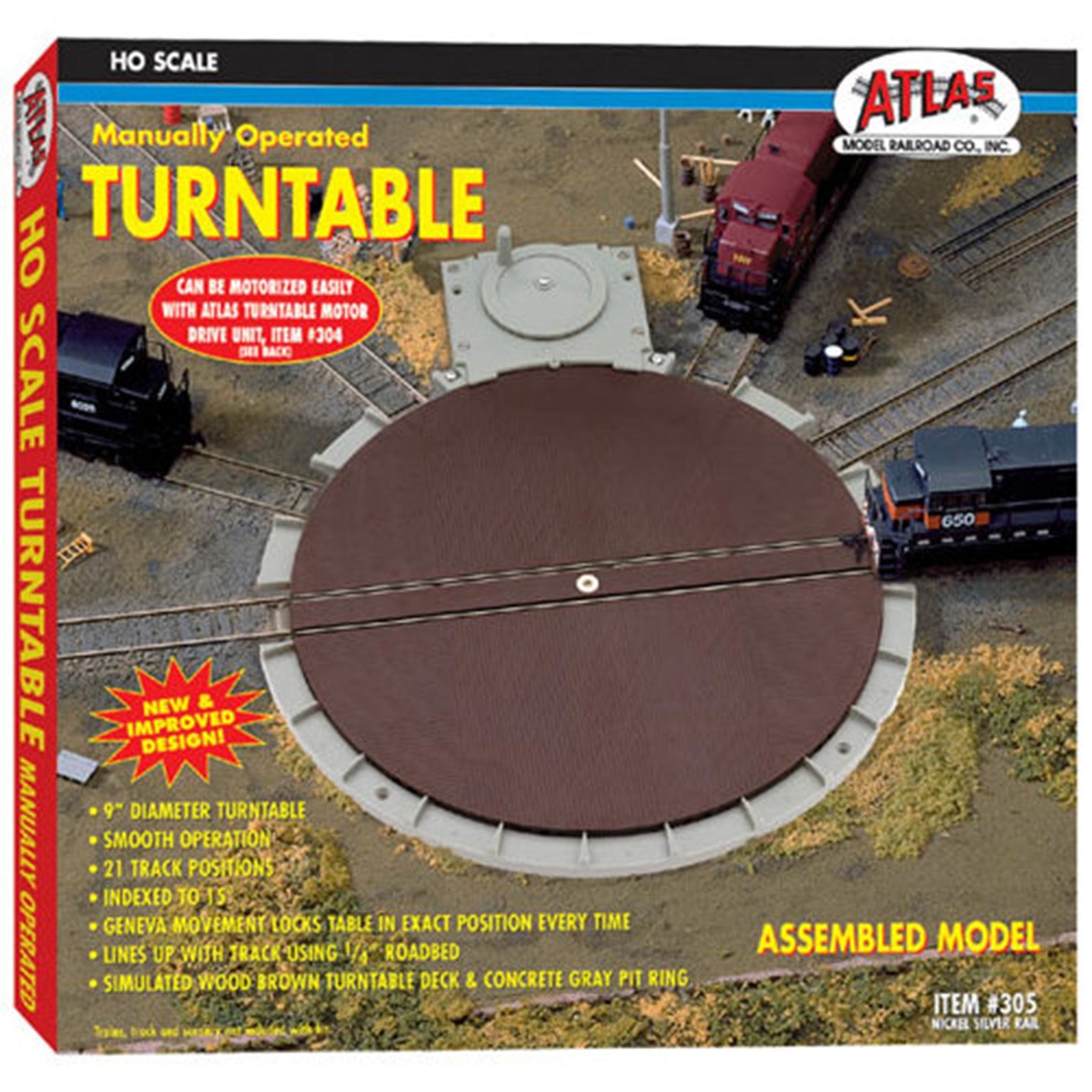 Atlas 305 HO Gauge Manually Operated Turntable - Nickel Silver