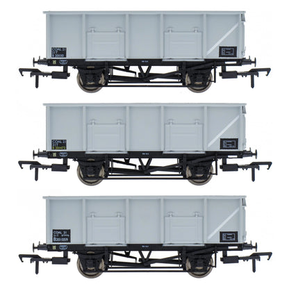 BR 21T COAL21 / MDO Mineral Wagon Triple Pack - Grey pre TOPS- Pack C