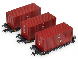 Set of 3 PFA 2 Axle Container Flat Wagons - DRS LLNW - 2031 Container Pack 5
