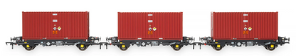 Set of 3 PFA 2 Axle Container Flat Wagons - DRS LLNW - 2031 Container Pack 5