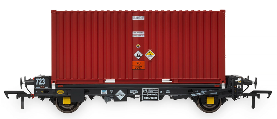 Set of 3 PFA 2 Axle Container Flat Wagons - DRS LLNW - 2031 Container Pack 5