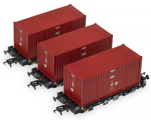 Set of 3 PFA 2 Axle Container Flat Wagons - DRS LLNW - 2031 Container Pack 6