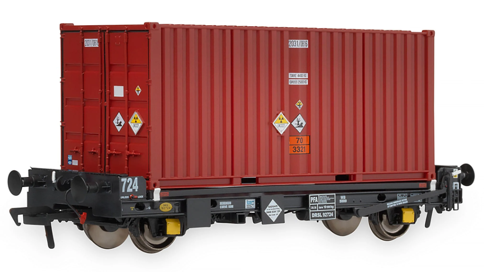 Set of 3 PFA 2 Axle Container Flat Wagons - DRS LLNW - 2031 Container Pack 6