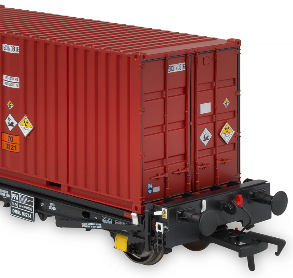 Set of 3 PFA 2 Axle Container Flat Wagons - DRS LLNW - 2031 Container Pack 6