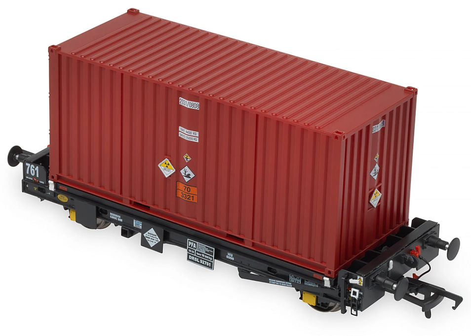 Set of 3 PFA 2 Axle Container Flat Wagons - DRS LLNW - 2031 Container Pack 6