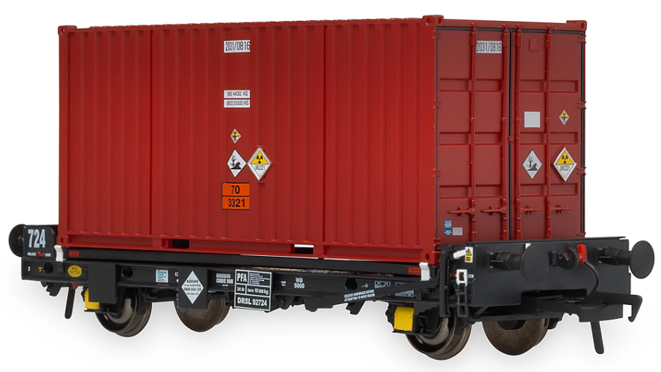 Set of 3 PFA 2 Axle Container Flat Wagons - DRS LLNW - 2031 Container Pack 6