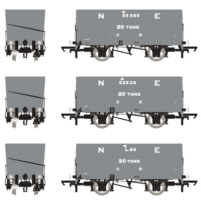 NER 20t Hopper - P7 Hopper - 1911-1922 Pre-Grouping: NER Grey - Triple Pack