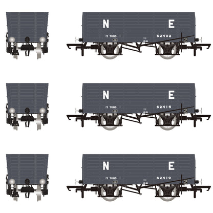 NER 20t Hopper - DGM 11 (ex-P6) Hopper - LNER Grey - Triple Pack