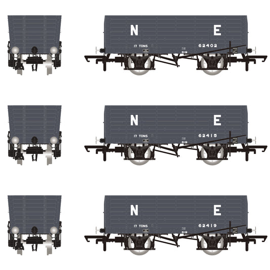 NER 20t Hopper - DGM 11 (ex-P6) Hopper - LNER Grey - Triple Pack