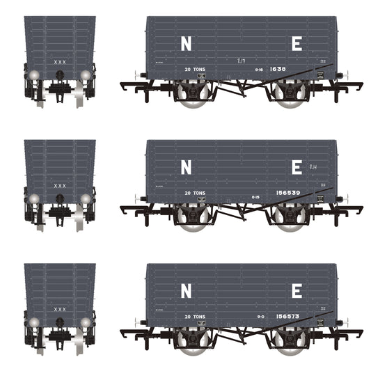 NER 20t Hopper - P7 Hopper - LNER Grey - Triple Pack