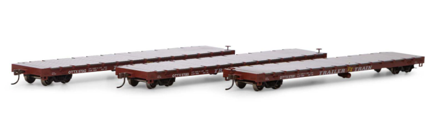 Set of 3 HO RTR 60' Flat Car, OTTX/Brown Logo