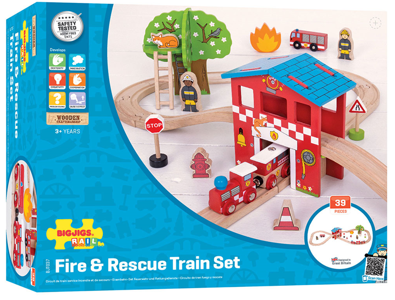 Bigjigs Toys Fire Station Train Set Rails of Sheffield