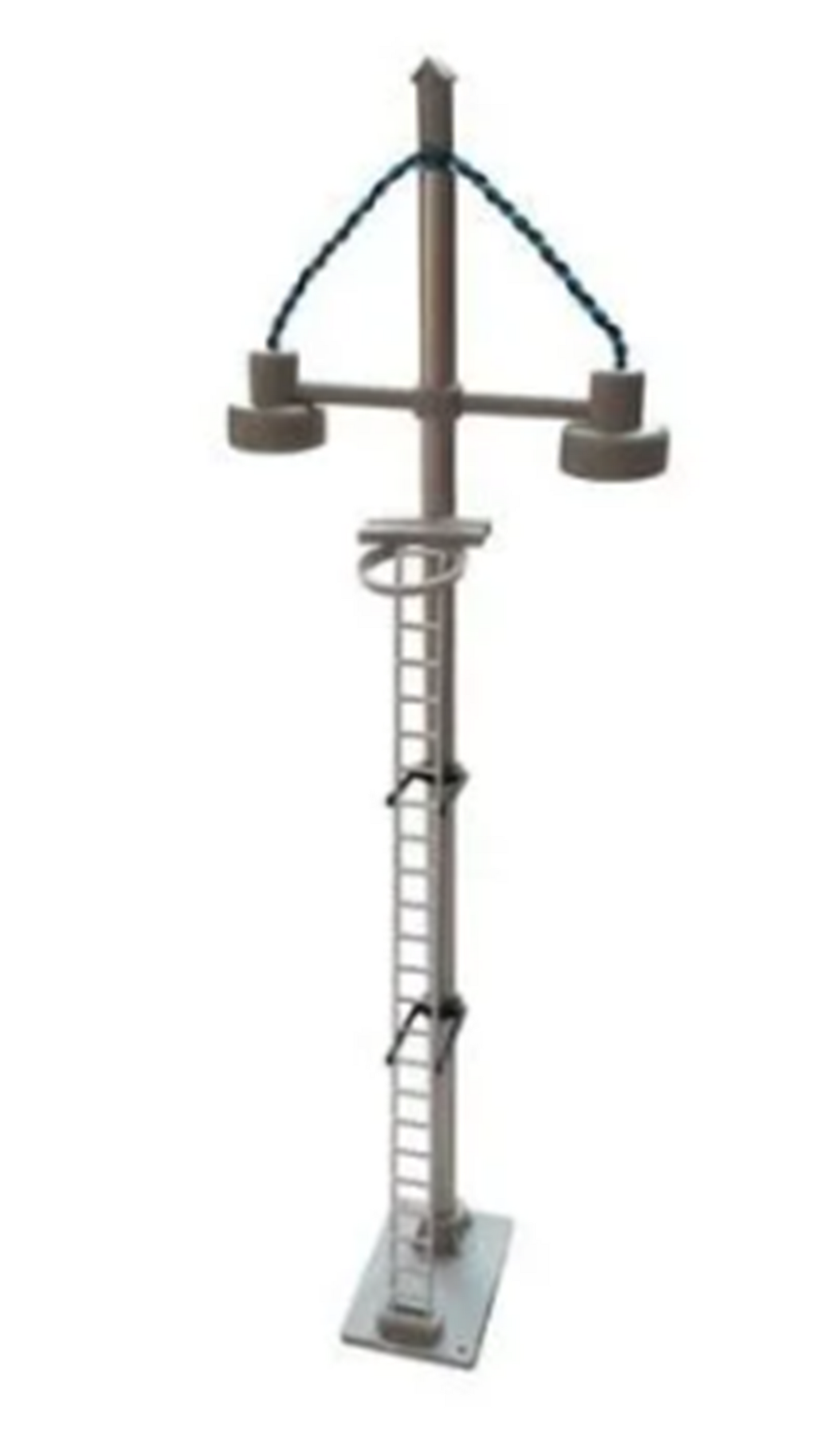 DOUBLE BOWL HEAD TALL YARD LAMP (SILVER LADDER)