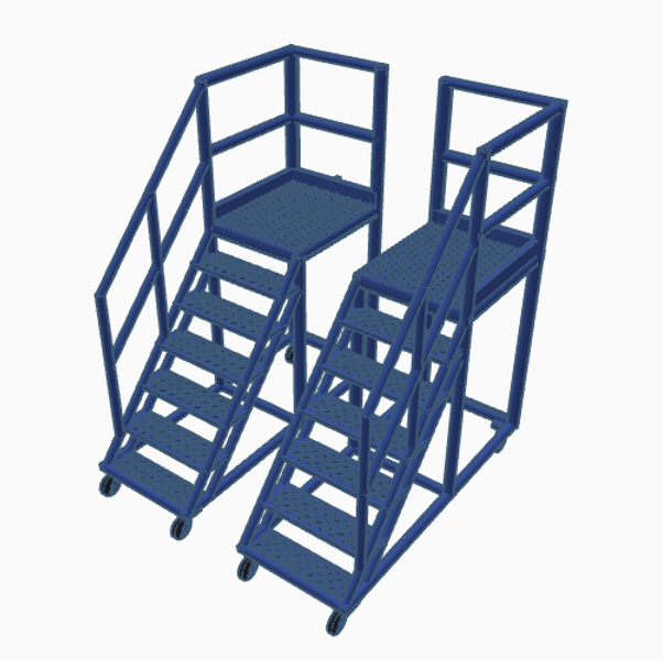 Locomotive Cab Access Steps Pair - Dark Blue